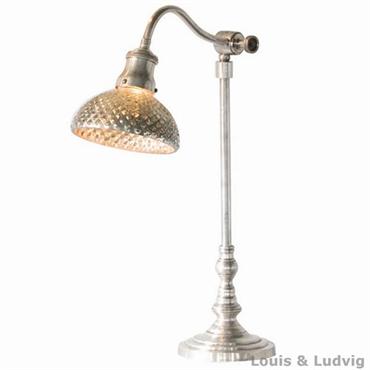 Bordlampe med nopret glasskærm i fransk landstil