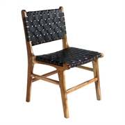 Spisebordsstol i teak med sort læder