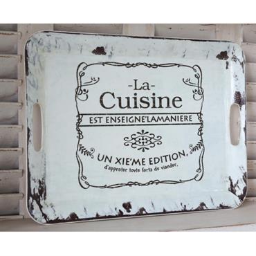 Bakke dekoreret med \'cuisine\' tekster