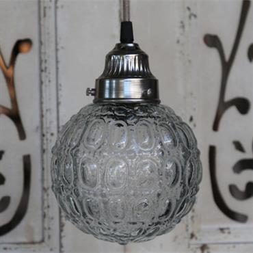 Loftlampe med mønstret glaskuppel