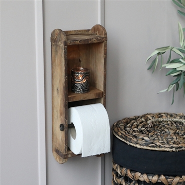 Rustik og charmerende toiletpapirholder med dekor i antique hvid